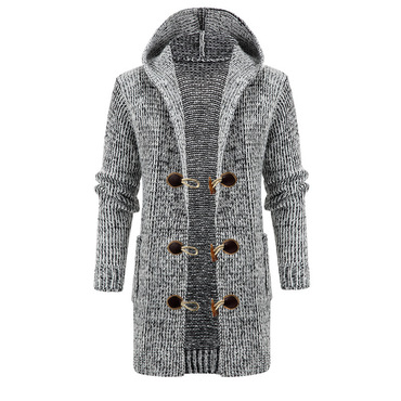 Men's Mid-length Cardigan Hooded Chic Knitted Jacket