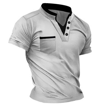 Men's Retro Colorblock Casual Chic Henley T-shirt