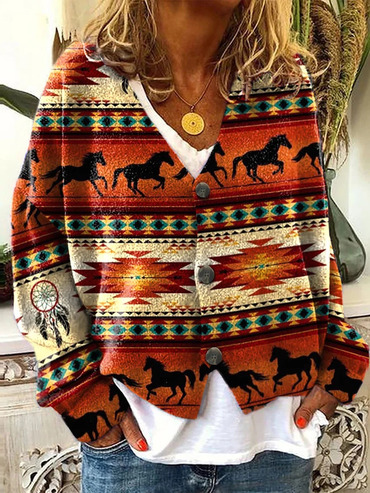 Women's Western Horse Dream Chic Catcher Plush Cardigan