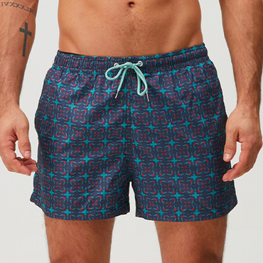 Men's Printed Outdoor Quick Chic Drying Drawstring Checkered Shorts