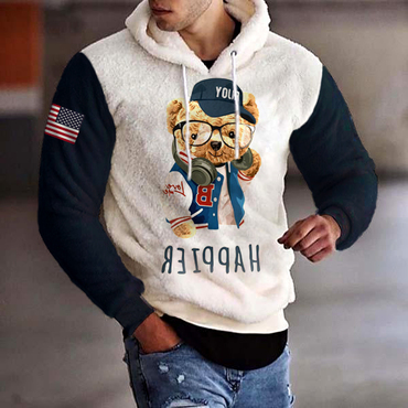 American Flag Bear Lamb Chic Wool Warm Hoodie