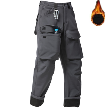 Men Multi-pockets Windproof Cargo Chic Fleece Outdoor Pants