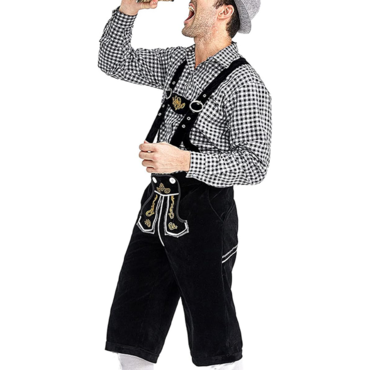 Men's Vintage Bavarian Oktoberfest Print Chic Shorts With H-shaped Straps