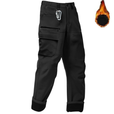 Men Zipper Pockets Windproof Chic Cargo Fleece Pants