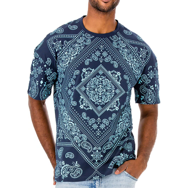 Men's Vintage Ethnic Pattern Chic Bandana Printed T-shirt