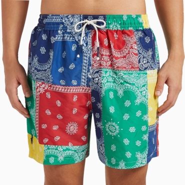 Men's Vintage Ethnic Pattern Chic Bandana Printed Shorts Outdoor Beach Camping