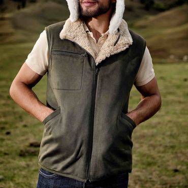 Men's Vintage Suede Fleece Chic Stand Collar Shearing Vest