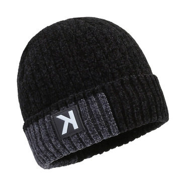 1pc Fleece Lined Knitted Chic Beanie Chenille Head-wrapped Knitted Hat Outdoor Cycling And Cold Protection