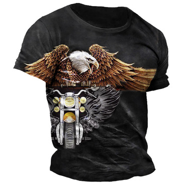 Men's T-shirt Vintage Motorcycle Chic Eagle Round Neck Outdoor Short Sleeve Summer Daily Tops