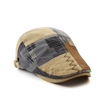 Men's Vintage Patchwork Plaid Chic Peaked Beret