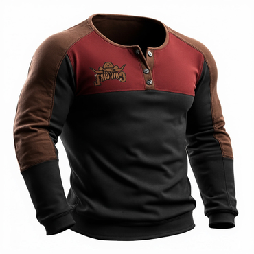 Men's Casual Western Style Chic Stitching Printed Sweatshirt