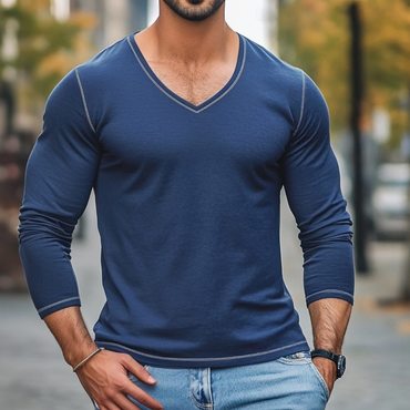 Men's Round Neck Casual Chic Long Sleeve T-shirt