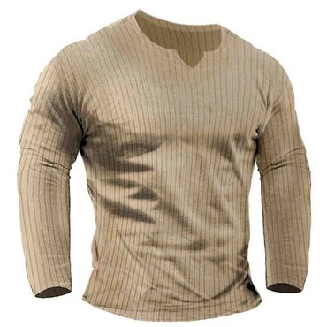 Men's Vintage Ribbed Knit Chic V-neck Long Sleeve T-shirt