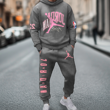 Unisex Jumper Basketball Print Chic Casual Hoodies And Sweatpants Set