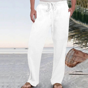 Mens Cotton And Linen Chic Summer Beach Casual Pants