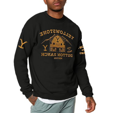 Men's Vintage Yellowstone Printed Chic Crew Neck Pullover Sweatshirt