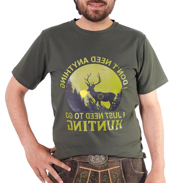 Men's Vintage Bavarian Traditional Chic Deer Hunting Print Crew Neck Short Sleeve T-shirt