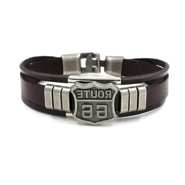 U.s. Route 66 Leather Chic Bracelet