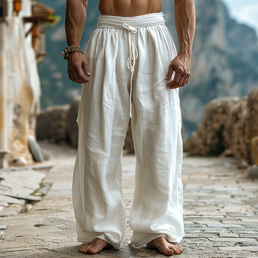 Simple Loose Men's Linen Chic Pants Comfortable And Breathable Linen Pants