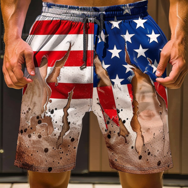 Men's American Flag Print Chic Outdoor Vintage Shorts