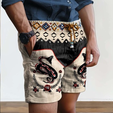 Men's Vintage Western Cowboy Chic Snake Ethnic Aztec Print Surf Shorts Beach Vacation Daily Casual Walkshort