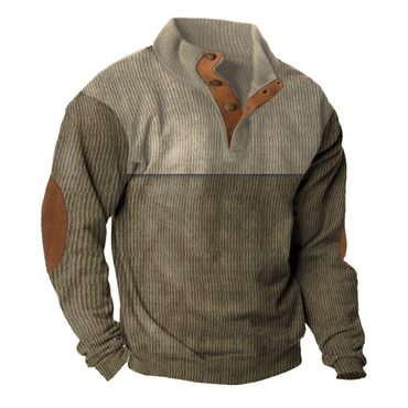 Men's Training Colorblock Lapel Chic Sweatshirt