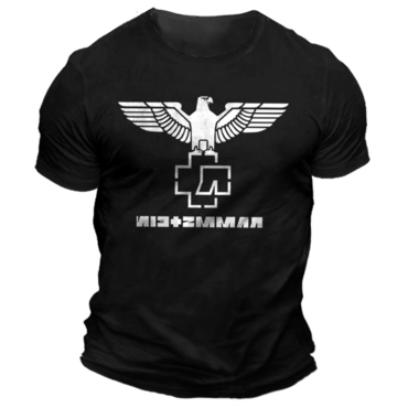 Men's Rammstein Rock Band Print Chic Solid Color Short Sleeve Crew Neck T-shirt