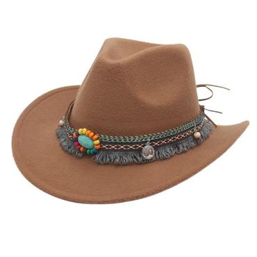 Unisex Fall Vintage Western Chic Cowboy Woolen Sun Protection Wide Brim Hat