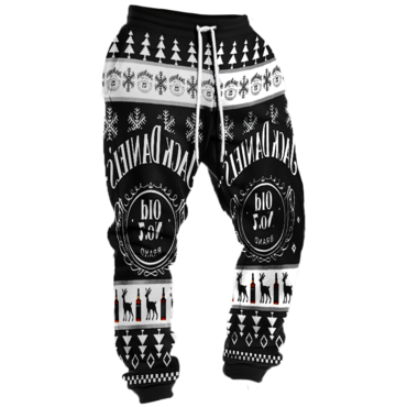 Men's Jack Daniel's Print Chic Christmas Casual Vintage Sports Pants