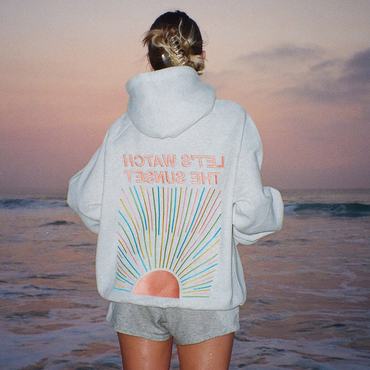 Women's Oversized Sun Embroidered Chic Hoodie