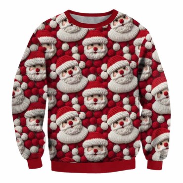 Men's Vintage Santa Print Chic Crew Neck Ugly Christmas Sweatshirt