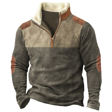 Men's Training Colorblock Lapel Chic Sweatshirt