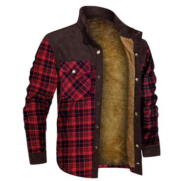 Men's Retro Check Pattern Chic Stitching Warm Wanderer Jacket