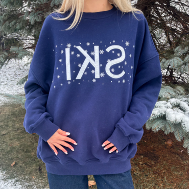 Women's Christmas Ski Snowflake Chic Embroider Sweatshirt