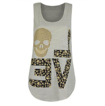 Women's Skull Print Casual Chic Vest