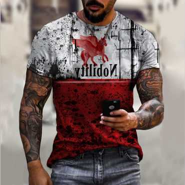 Men's Vintage Moto Oil Print Chic T-shirt