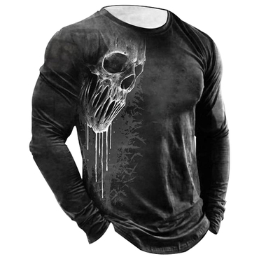 Men's Outdoor Retro Skull Chic Head Comfortable T-shirt