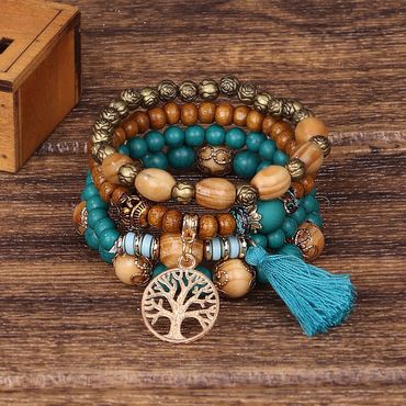 Boho Multi-layered Wooden Beaded Chic Bracelet