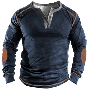 Men's Outdoor Retro Tactical Chic Henley Long Sleeve Shirt