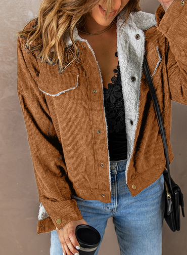 Women's Lambswool Patchwork Corduroy Chic Jacket