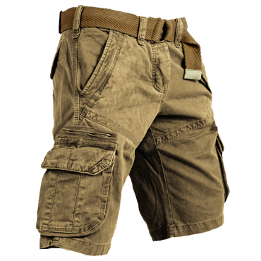 Men's Outdoor Vintage Washed Chic Multi-pocket Tactical Shorts