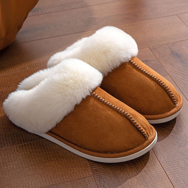 Women's Plush Warm Thick-soled Chic Non-slip Thickened Cotton Slippers Loafers