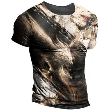 Men's Fashion Phoenix Print Chic Short Sleeve T-shirt