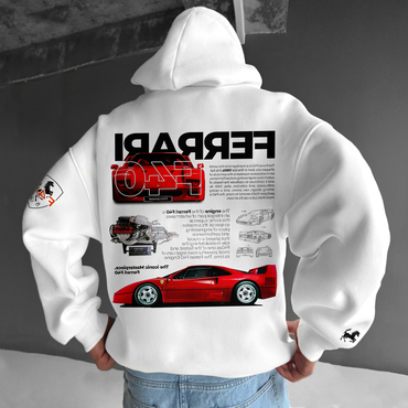 Oversize Sports Car F40 Print Chic Hoodie