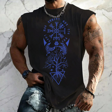 Men's Viking Vintage Print Chic Sleeveless Camisole Vest