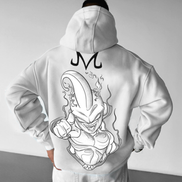 Oversized Dragon Ball Majin Chic Vegeta Print Hoodie