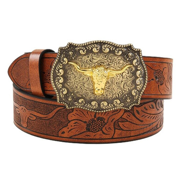 Western Cowboy Vintage Embossed Chic Leather Belt