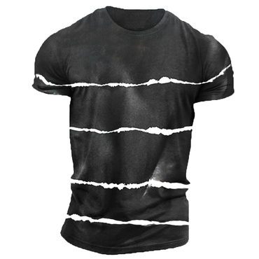 Men's Retro Striped Print Chic Short-sleeved T-shirt