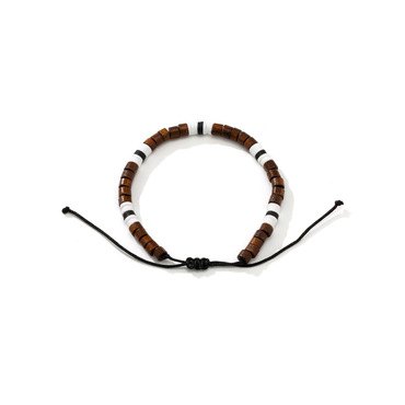 Men's Boho Handmade Double Chic Colorblock Small Wooden Bead Bracelet