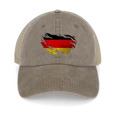 Vintage German Flag Washed Chic Cotton Panel Mesh Sun Hat